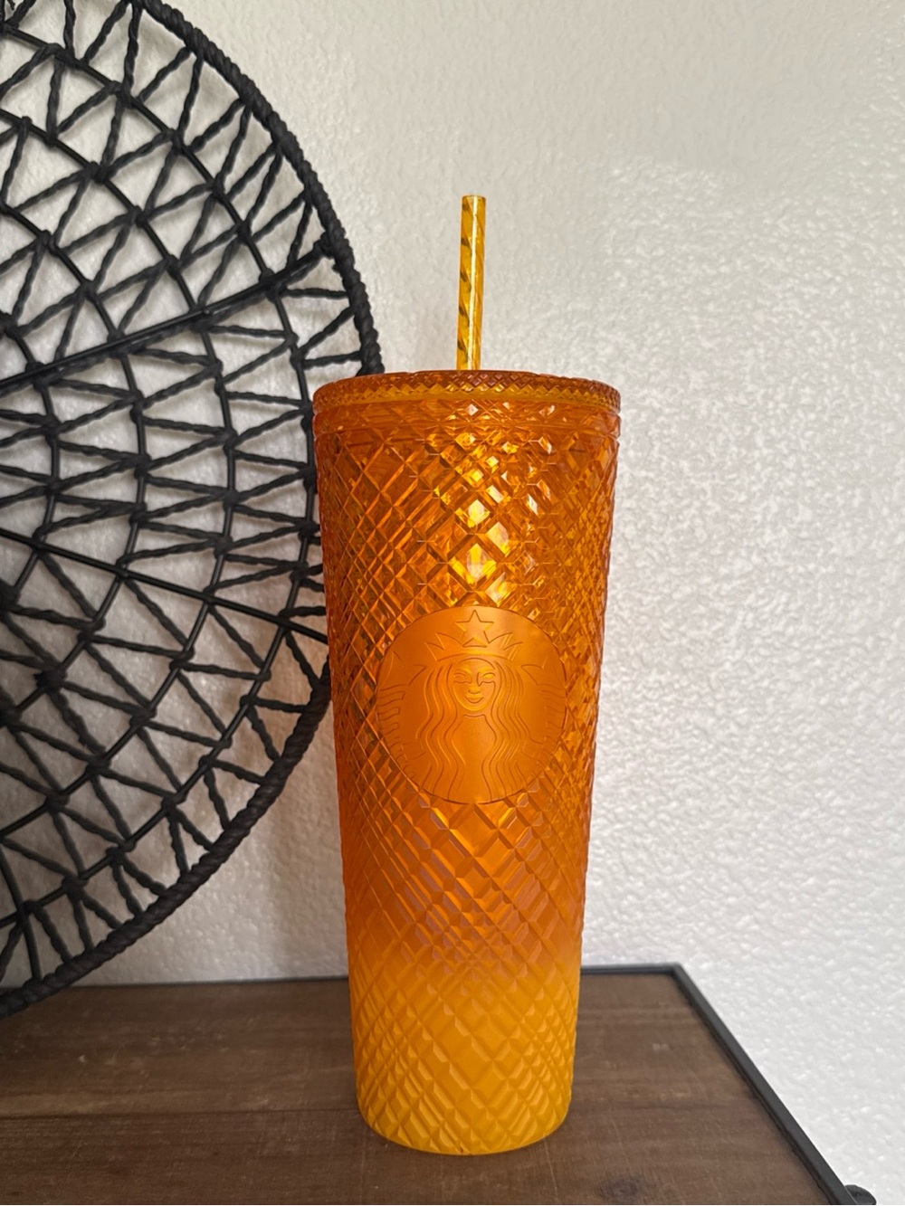 NEW Starbucks 2022 Summer Orange MANGO OMBRE Jeweled Venti Cold Cup Tumbler 24oz